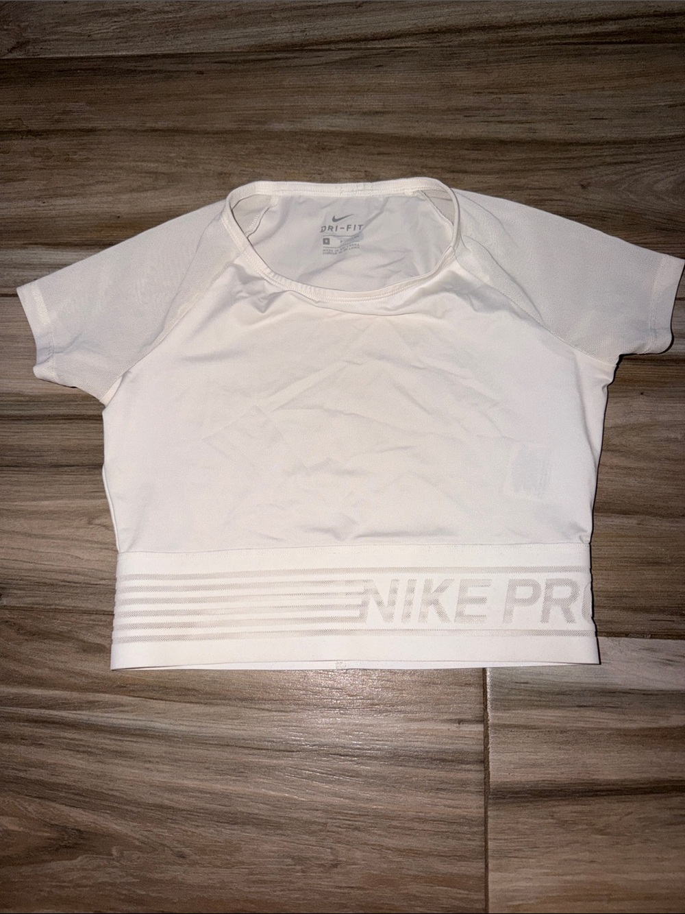 Nike Pro White Dri-FIT Short Sleeve Crop Top small